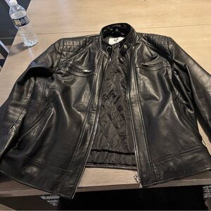 TLC Black Leather Bomber Jacket